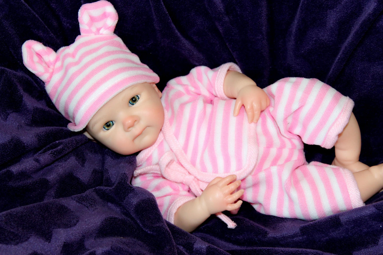 pink polka dot 13 inch doll clothes, Silicone Baby Doll Full Body Reborn Preemie 13 inch 2 lbs Platinum Silicone Dolls Realistic Real Lifelike Weighted Babies Ecoflex Bathtub Baby