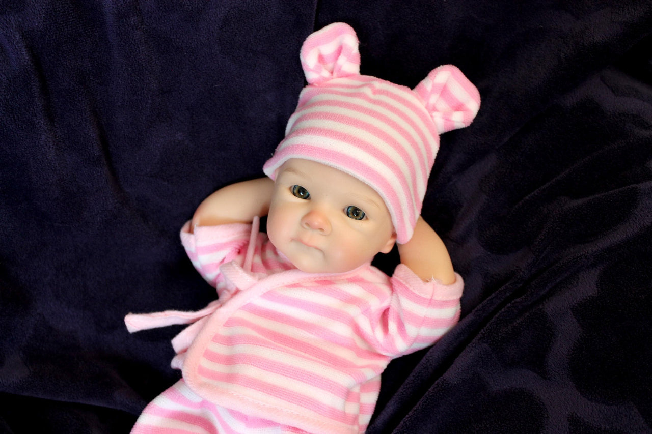 pink polka dot 13 inch doll clothes, Silicone Baby Doll Full Body Reborn Preemie 13 inch 2 lbs Platinum Silicone Dolls Realistic Real Lifelike Weighted Babies Ecoflex Bathtub Baby