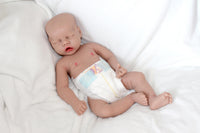 Thumbnail for A baby doll wearing a diaper on its face, creating a whimsical and amusing visual.