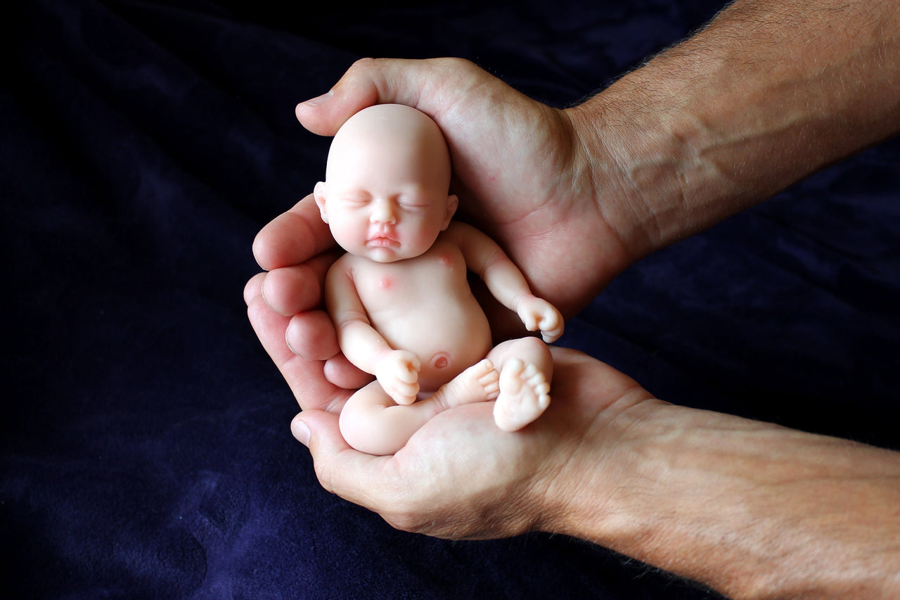 Silicone Baby Doll Full Body Reborn Preemie 7" 9 ounces Platinum Silicone Dolls Realistic Real Lifelike Weighted Babies Ecoflex Bathtub Baby