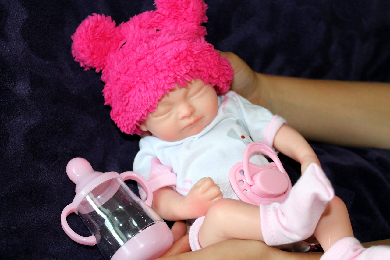 Preemie Silicone Dolls Realistic Real Lifelike Micro Mini Baby Doll Full Body Reborn 11&quot; 1.7lbs Platinum Weighted Babies Ecoflex Bathtub Fun