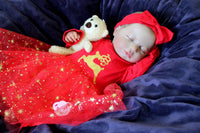 Thumbnail for Christmas baby doll My first Christmas striped outfit Elf Lifelike Newborn REBORN BABY DOLL Realistic 20 inch 8 Pounds Heavy Life Size Real Weighted Vinyl Cloth Body Kids Childs First Play Dolls