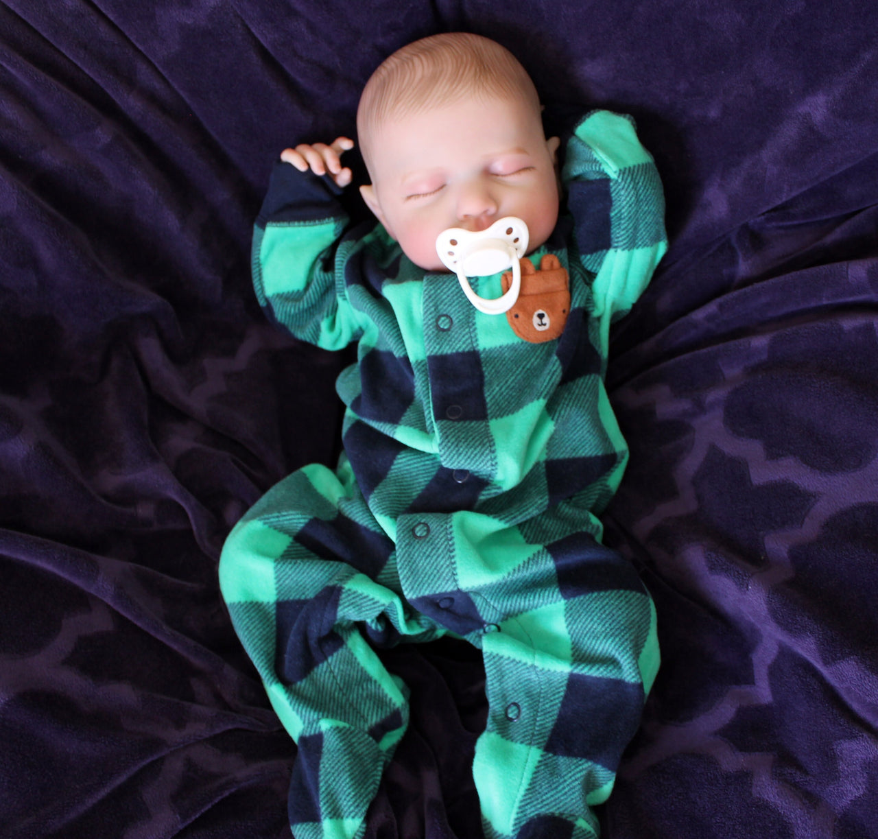 20&quot; Reborn Therapy Baby Doll - Lifelike Weighted Newborn Plaid Christmas Outfit, Child-Friendly, Ideal for Realistic Play, Unique Xmas Gift Copy